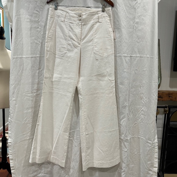 Anthropologie Naomi White Flare Pants Flattering 10 - Picture 8 of 8